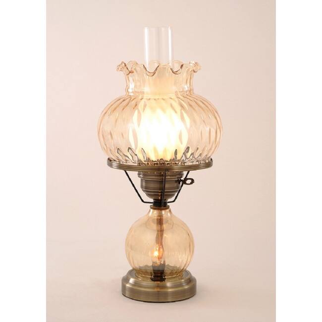 Hurricane With Rhombus Optic Amber Glass Lamp
