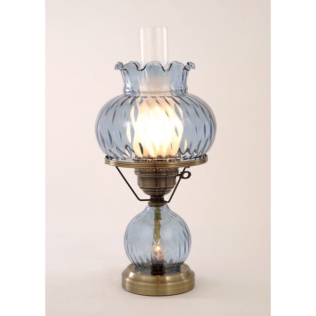 Hurricane With Rhombus Optic Blue Glass Lamp