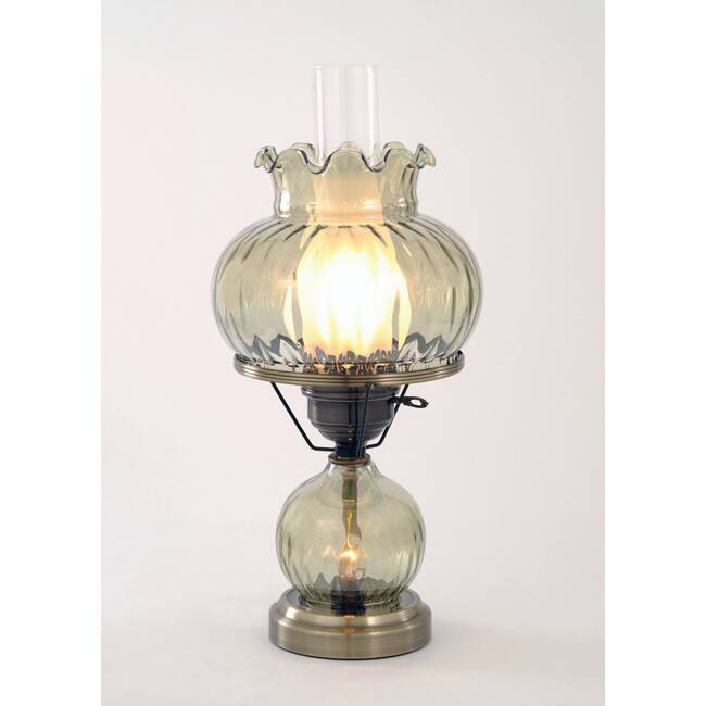 Hurricane With Rhombus Optic Green Glass Lamp