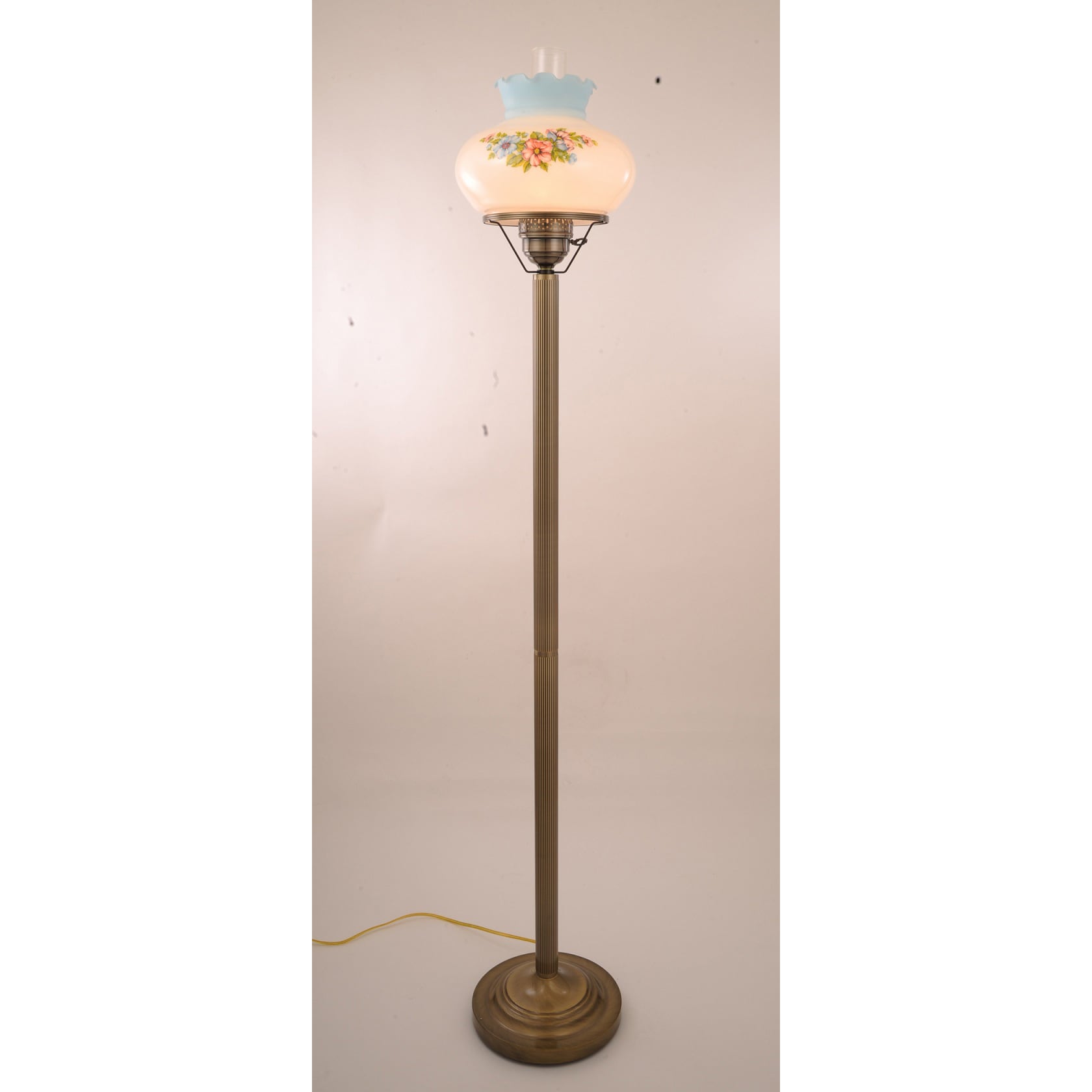 Floral Hurricane 13 watt Antique Brass finish Floor Lamp