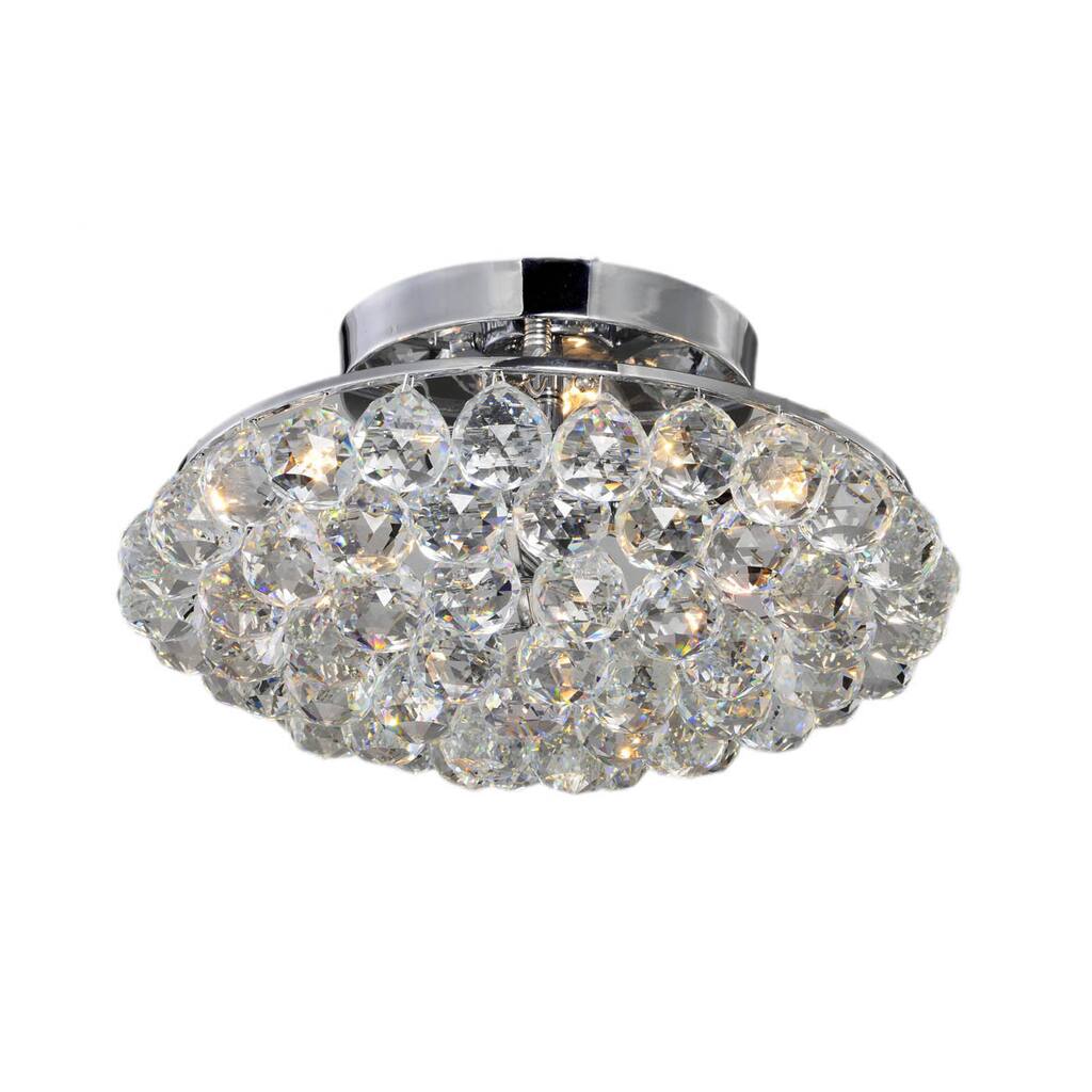 Liata Chrome and Crystal Ball Flush Mount Chandelier