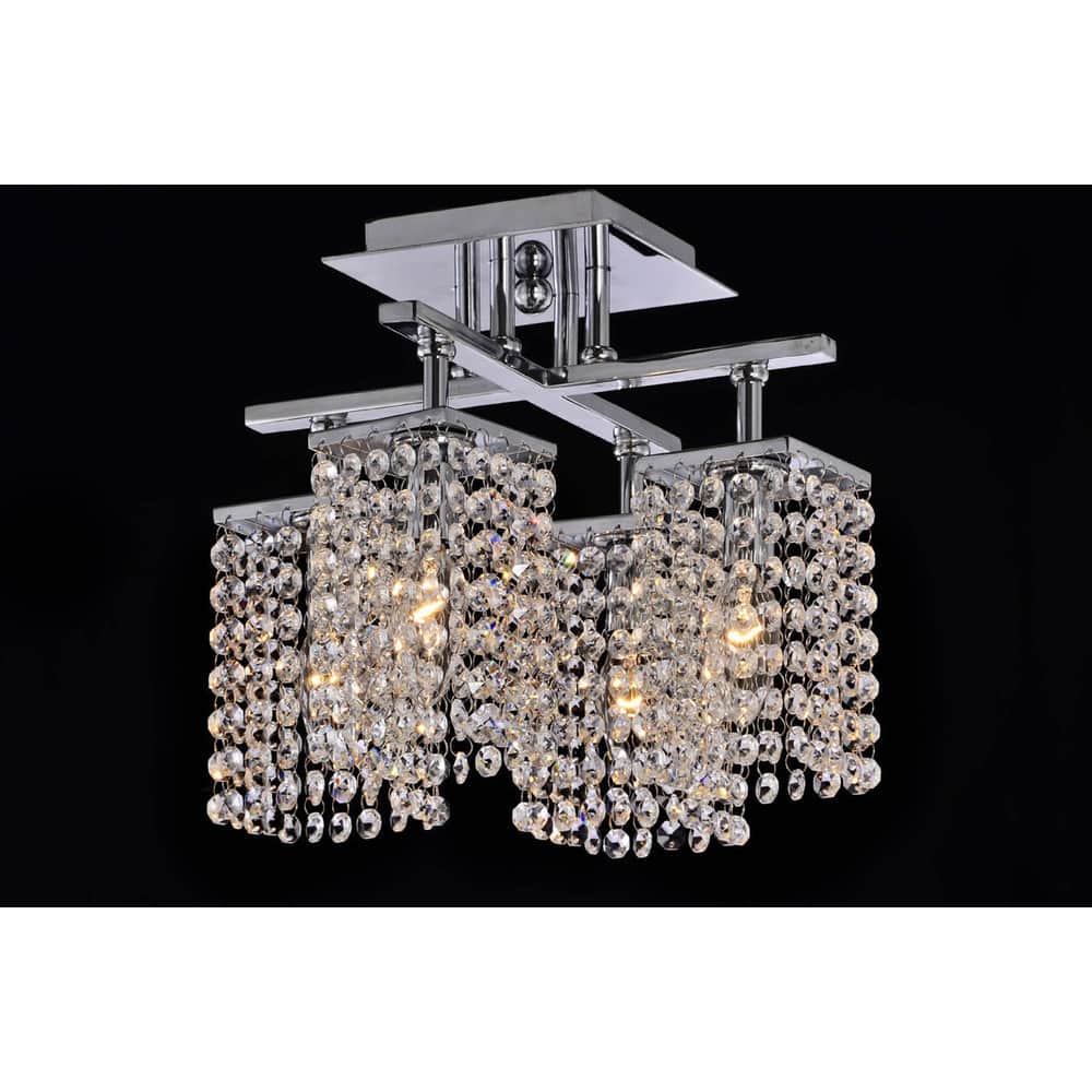 4-light Chrome and Crystal Ceiling Chandelier