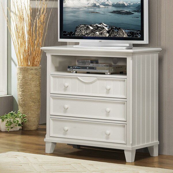 TRIBECCA HOME Alderson Cottage White Beadboard 3-drawer TV ...