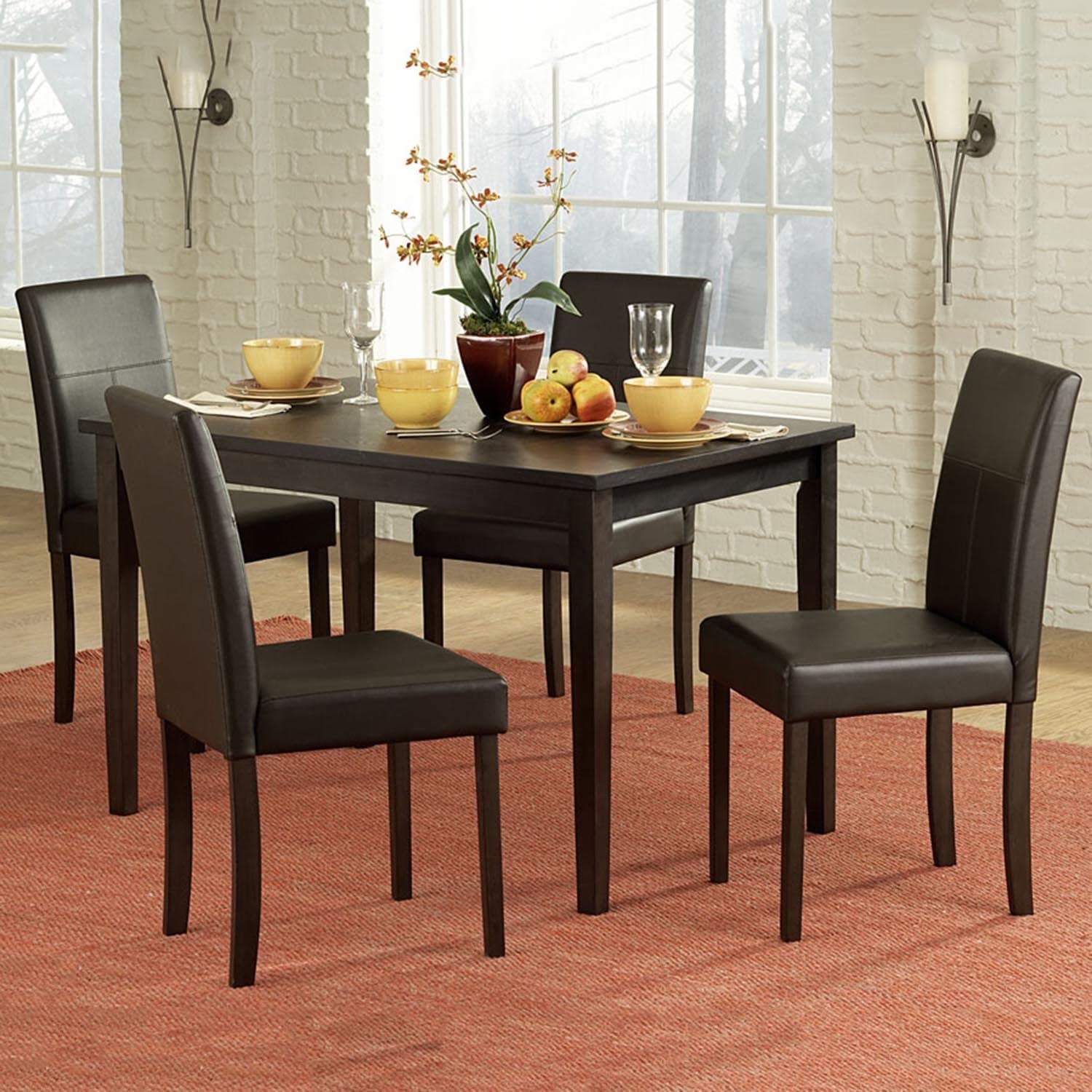 Tribecca Home Tribecca Home Elgin Rich Espresso Upholstered Casual 5 piece Dining Set Espresso Size 5 Piece Sets