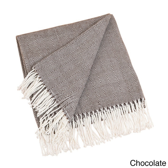 Saro Saro Acrylic Herringbone Throw Brown Size Full