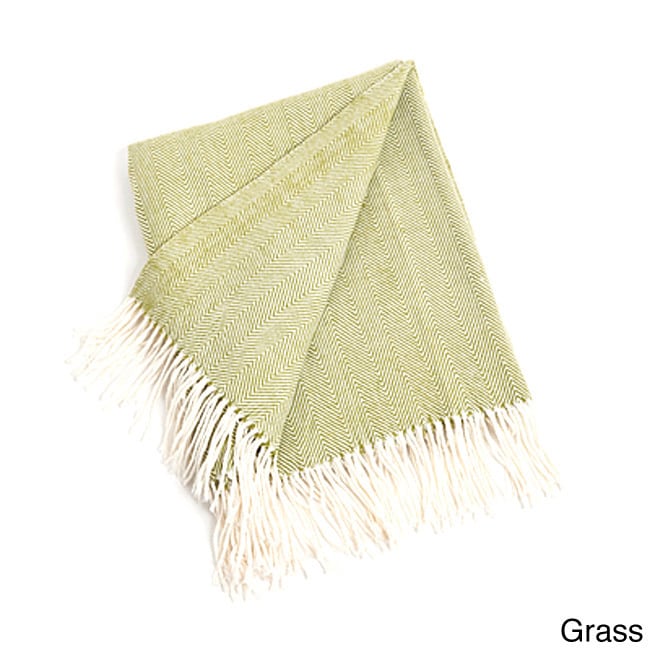 Saro Saro Acrylic Herringbone Throw Grass Size Full