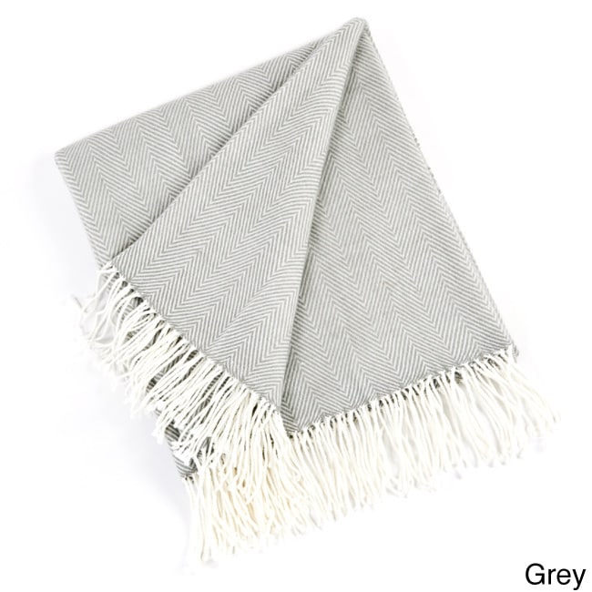 Saro Saro Acrylic Herringbone Throw Grey Size Full