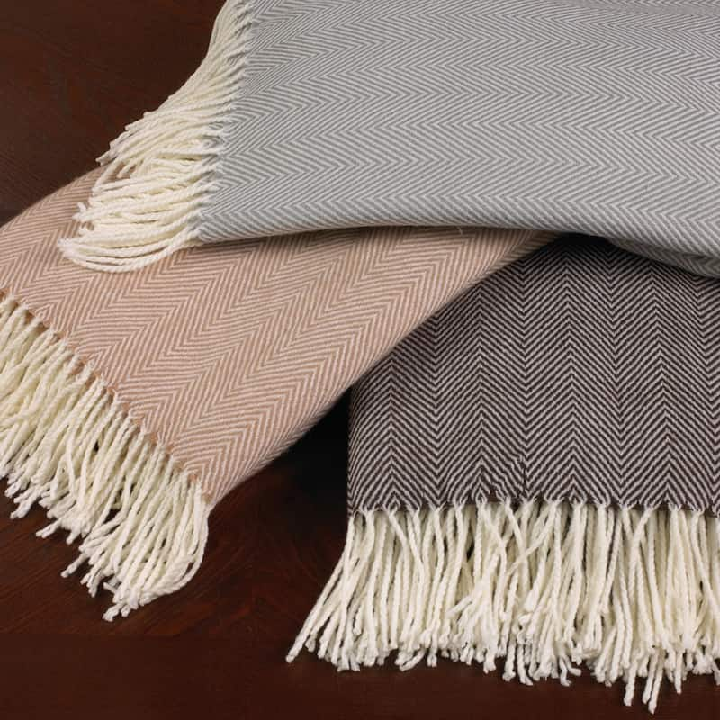 Saro Acrylic Herringbone Throw