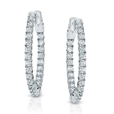 Auriya 14k Gold 2 1/2ctw Medium Inside-out Diamond Hoop Earrings-23 mm (0.90-inch) (H-I or J-K, SI1-SI2 or I1-I2)