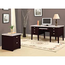 Britney 6 Drawer White Marble Top Office Desk 6 Drawer White Marble Top Office Desk