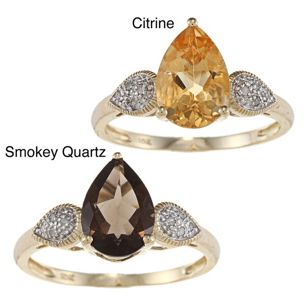 Viducci 10k Gold Gemstone and Diamond Ring Viducci Gemstone Rings
