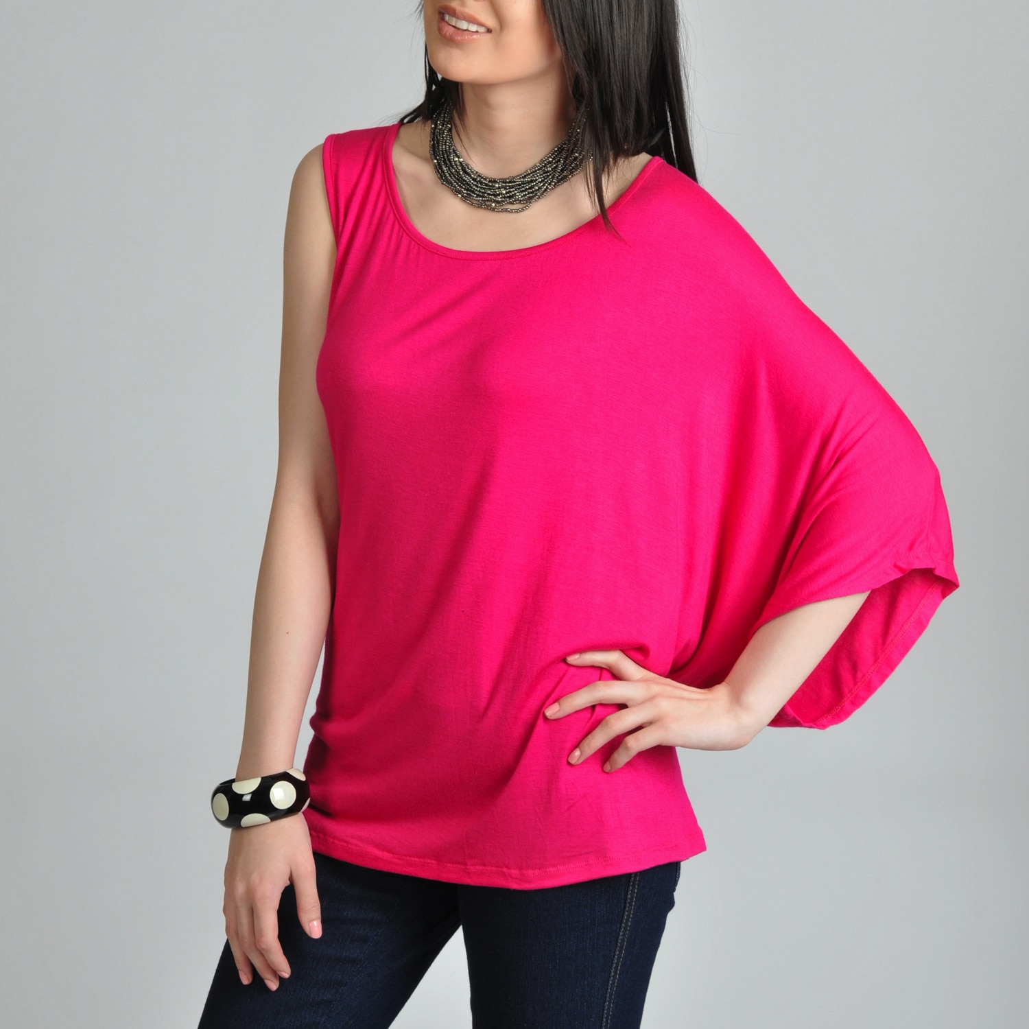 24/7 Comfort Apparel 24/7 Comfort Apparel Womens Asymmetrical Top Pink Size S (4  6)