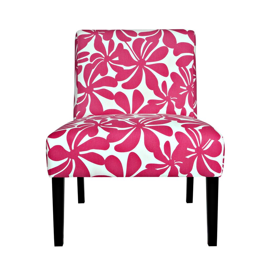 Portfolio Niles Pink Floral Armless Chair - White