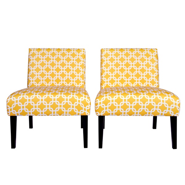 Shop Portfolio Niles Yellow Geometric Links Armless Chair (Set of 2 ...