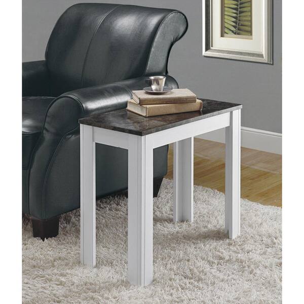slide 1 of 1, White/ Grey Marble Accent Side Table