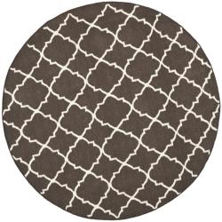 Safavieh Hand woven Moroccan Dhurrie Brown/ Ivory Wool Rug (8' Round) Safavieh Round/Oval/Square