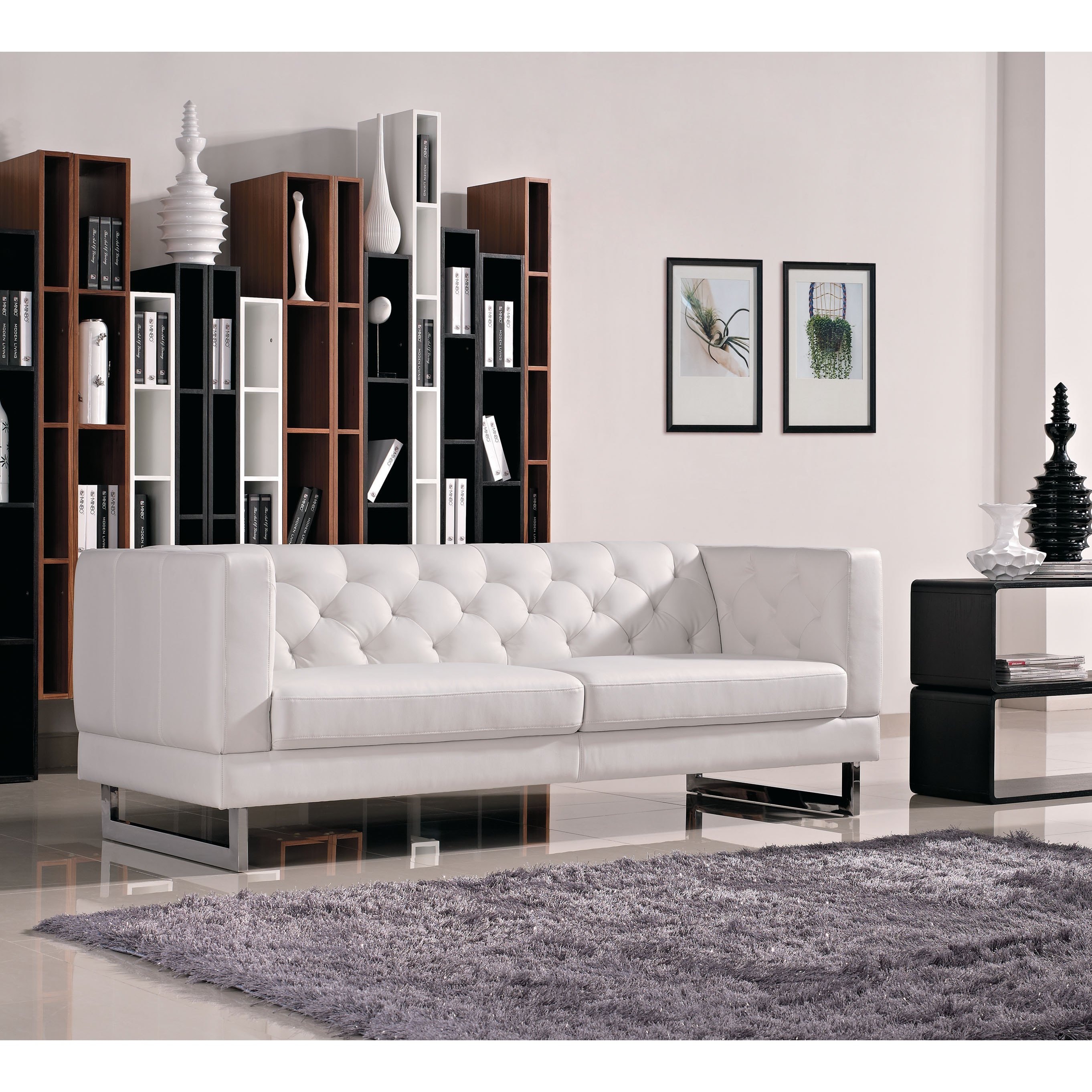 Shop DG Casa Allegro White Synthetic Leather Sofa Free Shipping Today