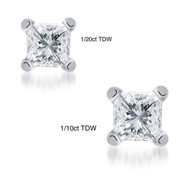Montebello 10KT White Gold Tiny Princess Cut Single Diamond Men's Earring