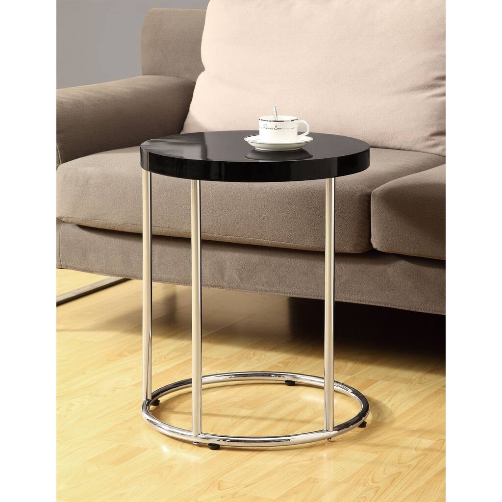 Glossy Black/ Chrome Metal Accent Table