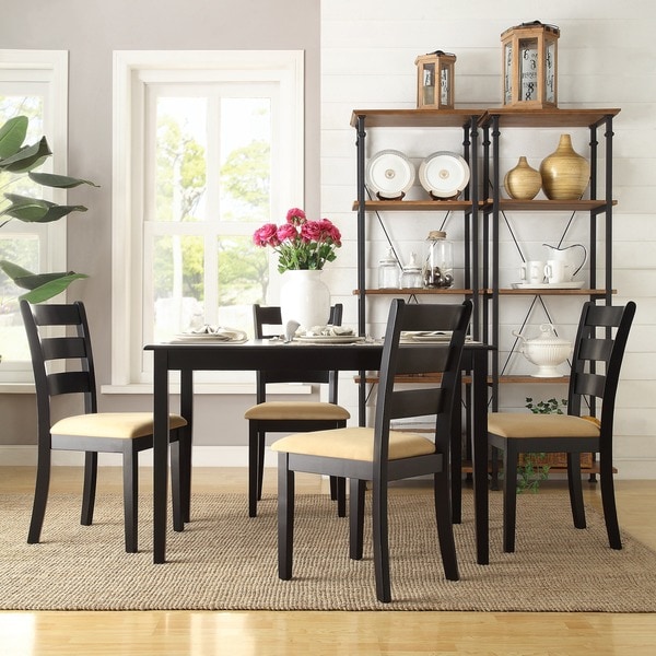 TRIBECCA HOME Wilmington Black Ladder Back Cushioned 5-piece Dining Set