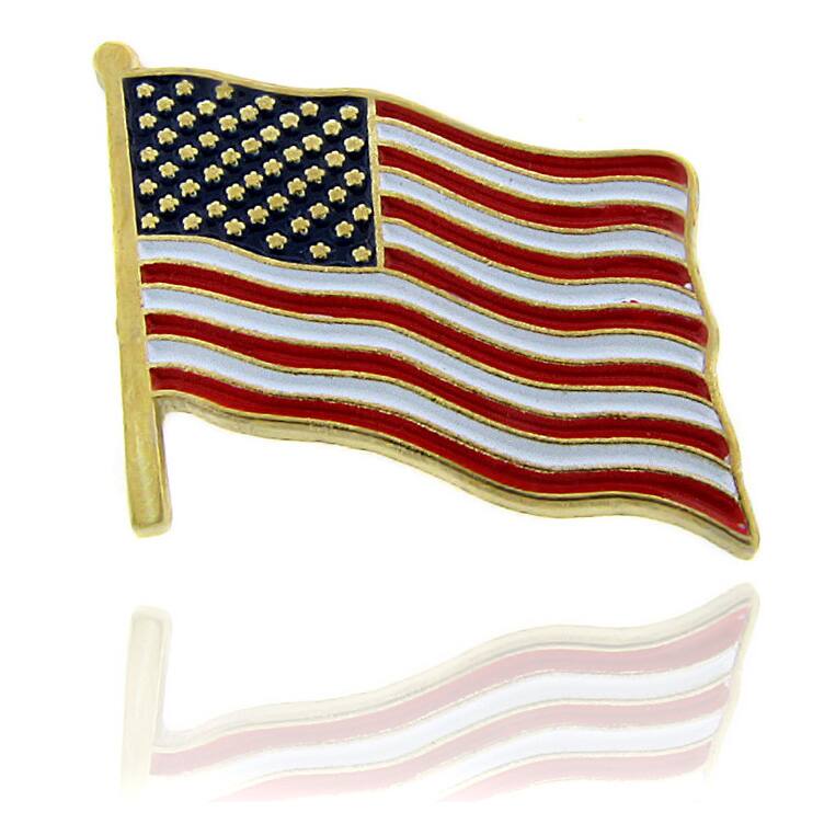 Dolce Giavonna Goldtone Enamel American Flag Lapel Pin