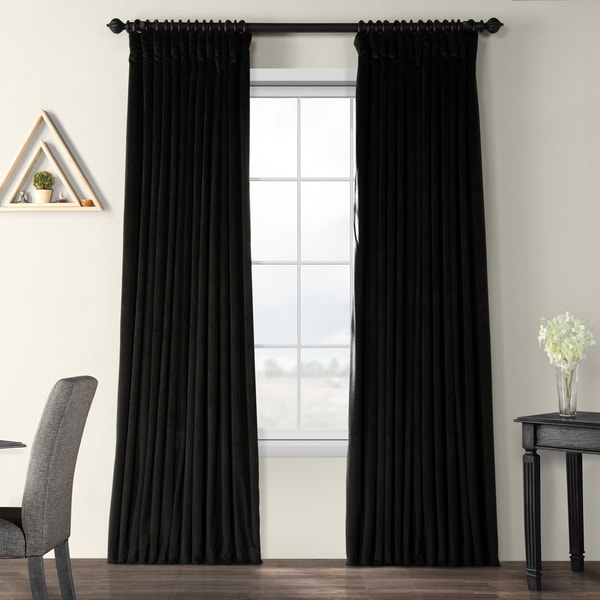 Exclusive Fabrics Warm Black Velvet Blackout Extra Wide Single Curtain Panel