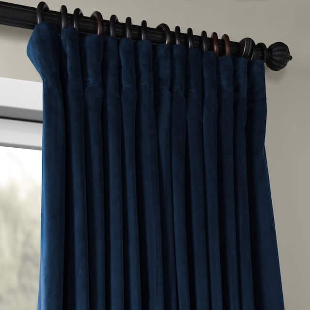 Exclusive Fabrics Midnight Blue Velvet Blackout Extra Wide Curtain (1 Panel)