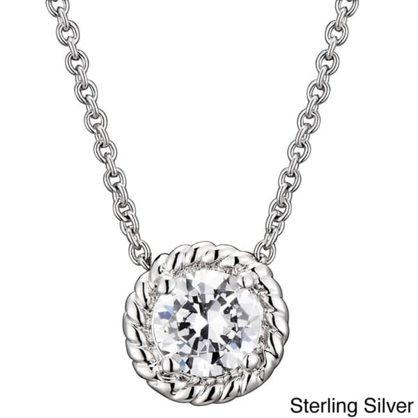 Collette Z Round Cubic Zirconia Cable Edge Necklace Collette Z Cubic Zirconia Necklaces