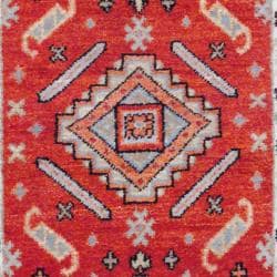 Indo Traditional Hand Knotted Kazak Rust/Ivory Wool Rug (3' x 5') 3x5   4x6 Rugs