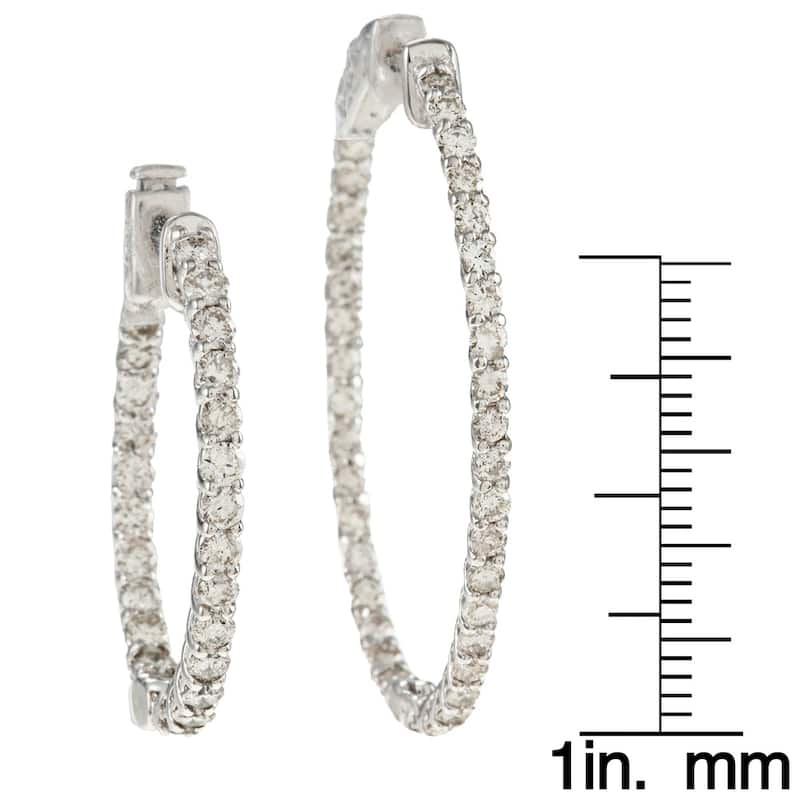 Auriya 14k Gold 2 1/2ctw Small or Medium Inside-out Diamond Hoop Earrings