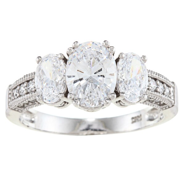 Alyssa Jewels 14k White Gold 2 1/2ct TGW Oval Clear Cubic Zirconia Engagement-style Ring