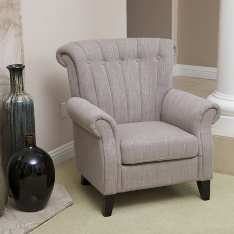 Waldorf Channel Tufted Light Mocha Fabric Club Chair by Christopher Knight Home
