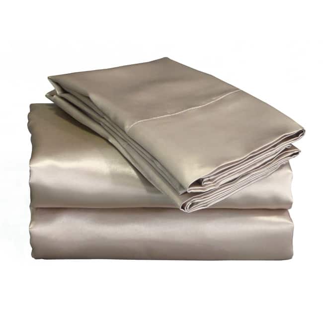 Charmeuse II Mocha Satin Sheet Set