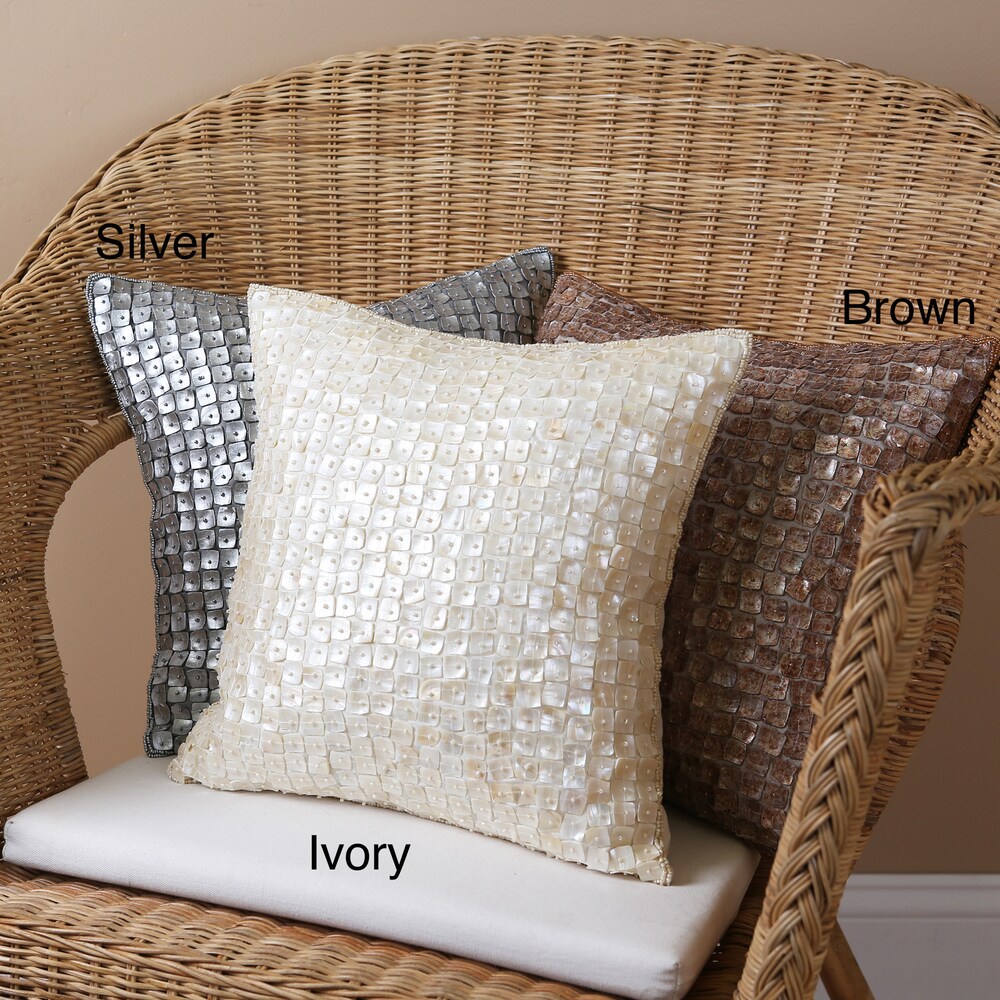Aurora Home Mother of Cultured Pearl 18x18-Inch Pillows (Set of 2)