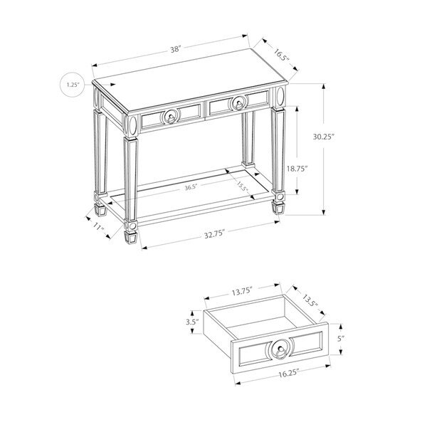 25 inch console table