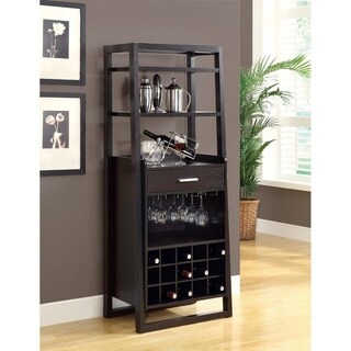 Espresso Wood Wine Tower Cabinet Free Shipping Today Cuccino 60 Inch Ladder Style Bar Unit
