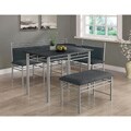 Black/ Silver Metal Corner 3-piece Dining Set