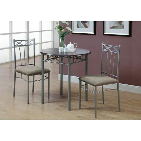 Cuccino Silver Metal 3 Piece Bistro Table Set Silver Metal 3 Piece Bistro Table Set