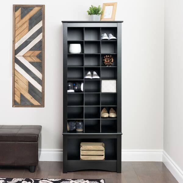 Shop Broadway Black Tall Shoe Cubbie Cabinet 24 Pair Free