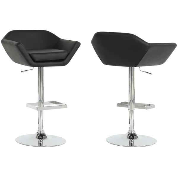 Shop Black Chrome Metal Hydraulic Lift Barstools Set Of 2 Overstock 6813702