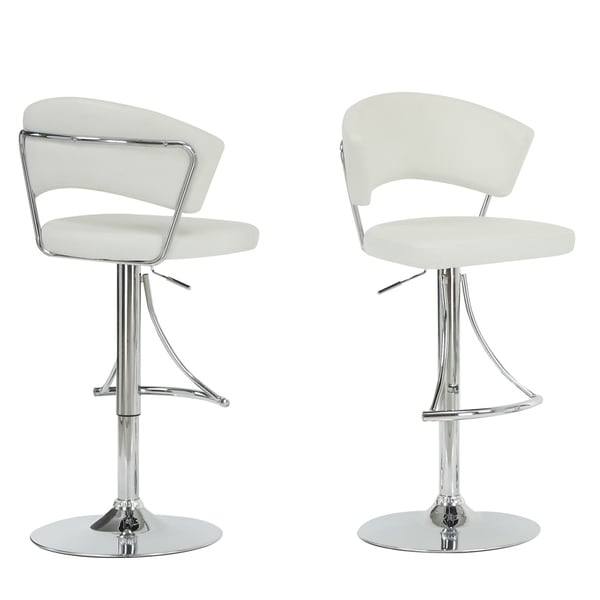 White/ Chrome Metal Hydraulic Lift Barstool Monarch Bar Stools