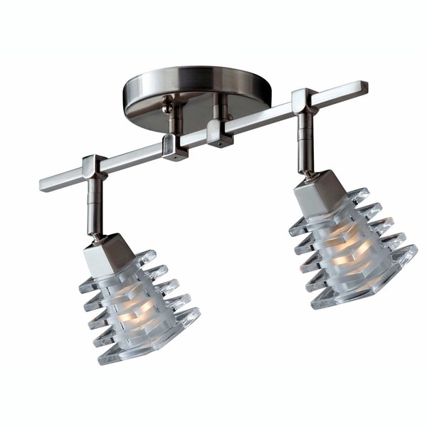 Contemporary 2 light Bath Vanity in Brushed Steel Sconces & Vanities