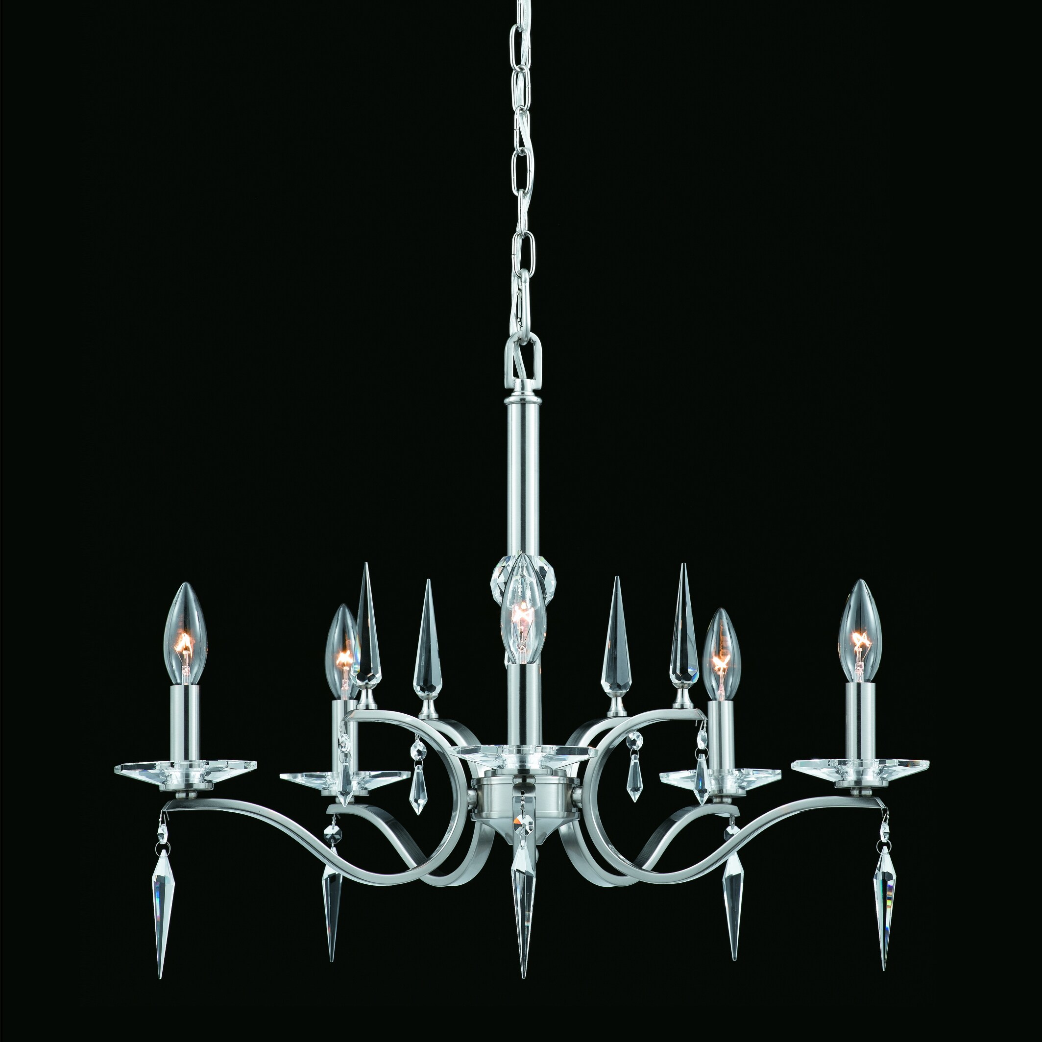 The Swan 5-light Chandelier in Satin Nickel Finish