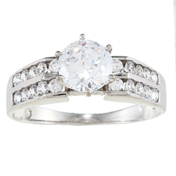 Alyssa Jewels 14k White Gold 2ct TGW Clear Cubic Zirconia Engagement-style Ring