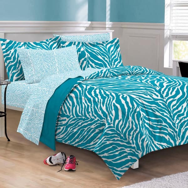 Shop Zebra Microfiber 6 Piece Bed In A Bag With Sheet Set Free