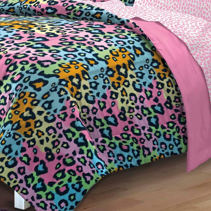 Multicolor Leopard 7-piece Bed in a Bag with Sheet Set