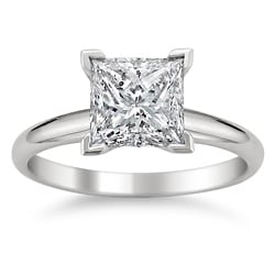 14k White Gold 2ct TDW Princess Cut Solitaire Diamond Ring (G-H, SI1-SI2)