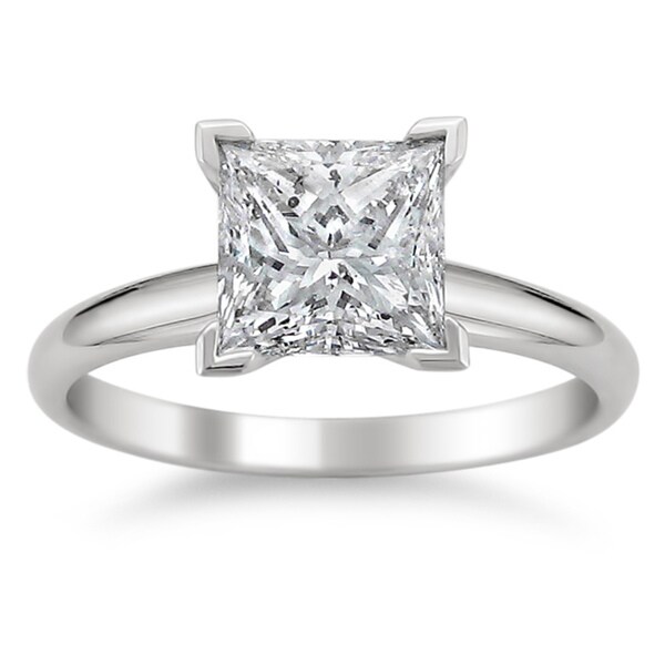 Montebello 14k White Gold 2ct TDW Princess Cut Solitaire Diamond Ring