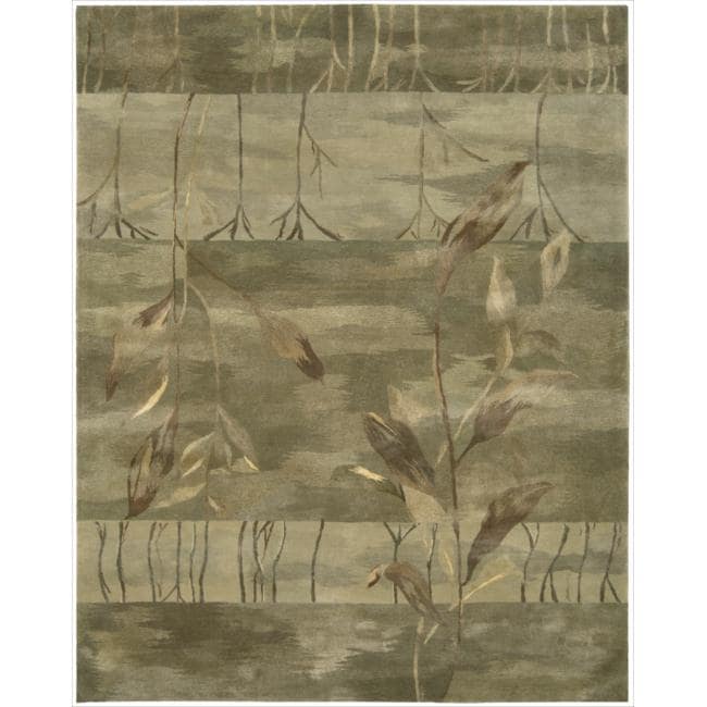Nourison Hand tufted Reflections Floral Green Wool Rug (56 X 86)