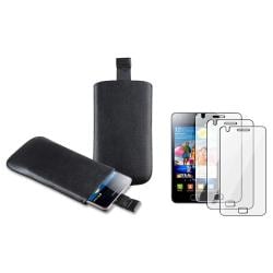 Black Leather Pouch/LCD Protector Accessory Set for Samsung Galaxy S II GT i9100 BasAcc Cases & Holders